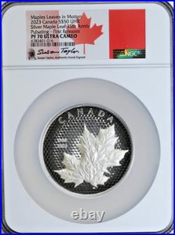 2023 $50 Maple Leaf UHR Silver Maple Leaf PF 70 UC Canada 999 Pure Coin 5 oz