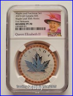 2023 CANADA 35th Anniv. Silver Maple Leaf GILT Silver/Gold REVERSE PF 70