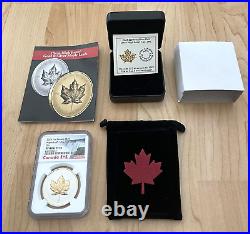 2023 Canada 1 oz Silver Maple Leaf Gilt Proof Ultra High Relief BOXCOA NGC PF70