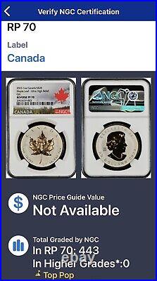 2023 Canada 1 oz Silver Maple Leaf Gilt Rev Proof Ultra High Relief OGP NGC PF70