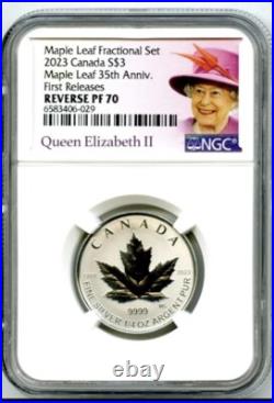 2023 Canada $3 1/4oz FINE SILVER MAPLE LEAF 35TH ANNIV NGC REVERSE PF70 FR