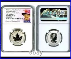 2023 Canada $3 1/4oz FINE SILVER MAPLE LEAF 35TH ANNIV NGC REVERSE PF70 FR