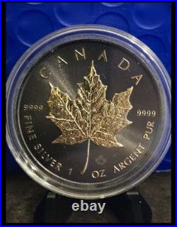 2023 Canada Maple Leaf 1 Oz. 999 Silver Round With Blk Platinum And 24k Gold