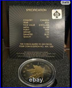 2023 Canada Maple Leaf 1 Oz. 999 Silver Round With Blk Platinum And 24k Gold