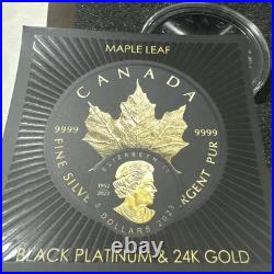 2023 Canada Maple Leaf 1 Oz. 999 Silver Round With Blk Platinum And 24k Gold