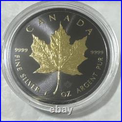 2023 Canada Maple Leaf 1 Oz. 999 Silver Round With Blk Platinum And 24k Gold