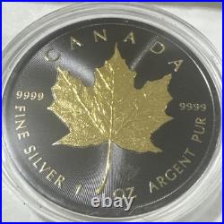 2023 Canada Maple Leaf 1 Oz. 999 Silver Round With Blk Platinum And 24k Gold