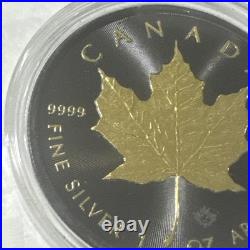 2023 Canada Maple Leaf 1 Oz. 999 Silver Round With Blk Platinum And 24k Gold
