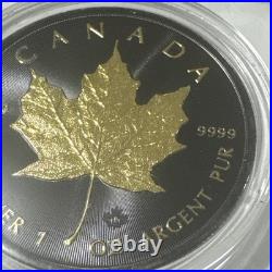 2023 Canada Maple Leaf 1 Oz. 999 Silver Round With Blk Platinum And 24k Gold