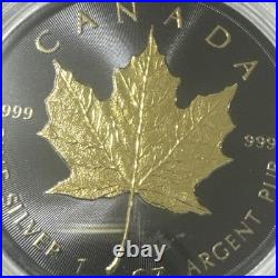 2023 Canada Maple Leaf 1 Oz. 999 Silver Round With Blk Platinum And 24k Gold