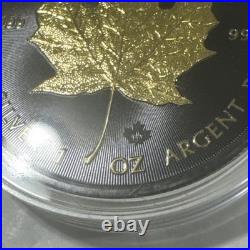 2023 Canada Maple Leaf 1 Oz. 999 Silver Round With Blk Platinum And 24k Gold