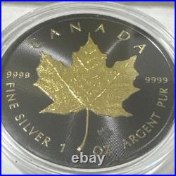 2023 Canada Maple Leaf 1 Oz. 999 Silver Round With Blk Platinum And 24k Gold