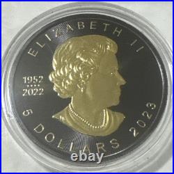 2023 Canada Maple Leaf 1 Oz. 999 Silver Round With Blk Platinum And 24k Gold