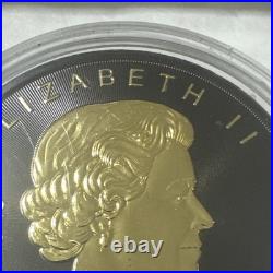 2023 Canada Maple Leaf 1 Oz. 999 Silver Round With Blk Platinum And 24k Gold
