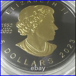 2023 Canada Maple Leaf 1 Oz. 999 Silver Round With Blk Platinum And 24k Gold