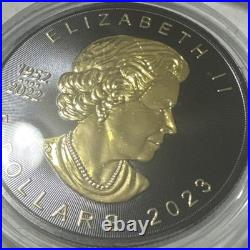 2023 Canada Maple Leaf 1 Oz. 999 Silver Round With Blk Platinum And 24k Gold