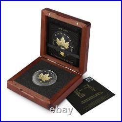 2023 Canada Maple Leaf Black Platinum & Gold Gilded 1 oz Silver Coin Mintage 500