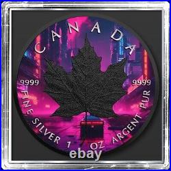 2023 Canada Maple Leaf Cyberpunk Dragon Coin Colorized 1 oz Silver Capsule/COA