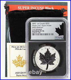 2023 Canada Maple Leaf Super Incuse Black Rhodium 1 Oz Silver NGC PF70 JP519