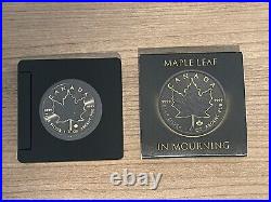 2023 Canada Maple MAPLE IN MOURNING Black Rhodium 1 Oz Silver 250 Mintage
