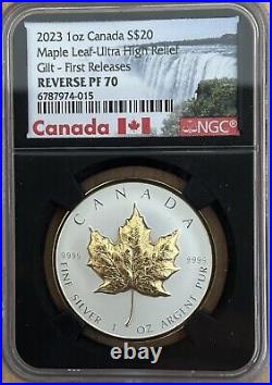 2023 Canada Silver Maple Leaf 1 oz Silver Proof UHR ULTRA HIGH RELIEF NGC PF70