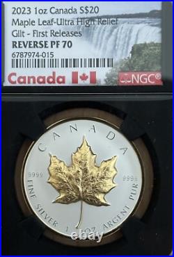2023 Canada Silver Maple Leaf 1 oz Silver Proof UHR ULTRA HIGH RELIEF NGC PF70