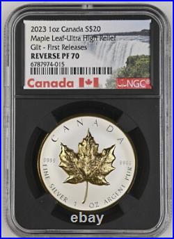 2023 Canada Silver Maple Leaf 1 oz Silver Proof UHR ULTRA HIGH RELIEF NGC PF70