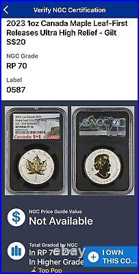 2023 Canada Silver Maple Leaf 1 oz Silver Proof UHR ULTRA HIGH RELIEF NGC PF70