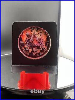 2023 Canadian Maple Leaf. 9999 Hologram Burning Tiger 1oz silver Coin