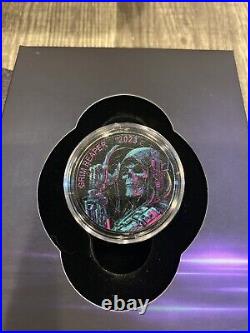 2023 Grim Reaper Cyberpunk 1 Oz Coloured Canadian Maple Leaf. 9999 Fs #88/500