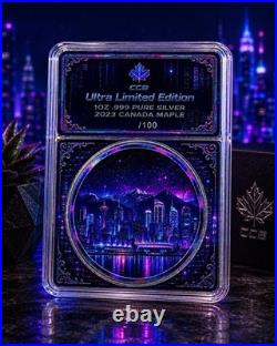 2023 Maple Leaf Diamond Dust Digital City 1oz. 999 Silver Coin in Slab