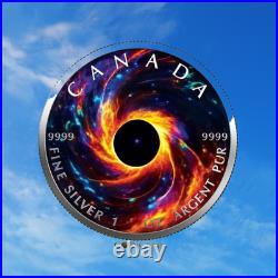 2023 RCM Black Hole Universe Holographic Maple Leaf 1oz Silver BU Coin