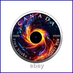 2023 RCM Black Hole Universe Holographic Maple Leaf 1oz Silver BU Coin