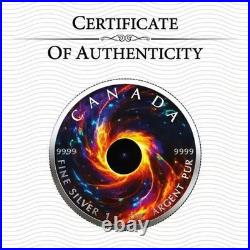 2023 RCM Black Hole Universe Holographic Maple Leaf 1oz Silver BU Coin