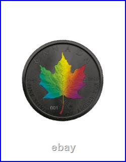 2023 Silver. 999 Maple Leaf Coin Colorized Rainbow Hologram