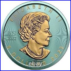2023 Space Metals Teal/Radiant Opal 1 oz Silver Maple Leaf $5 Coin 100 Mintage