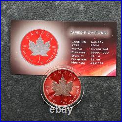 2024 1OZ Silver Canada Maple Leaf Space Red Etui Certificate NEW ONLY 250pc #5
