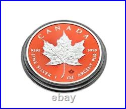 2024 1oz Silver Canada Maple Leaf Space Red