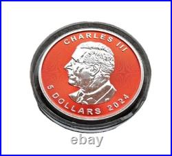 2024 1oz Silver Canada Maple Leaf Space Red