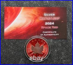 2024 1oz Silver Canada Maple Leaf Space Red