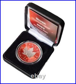 2024 1oz Silver Canada Maple Leaf Space Red