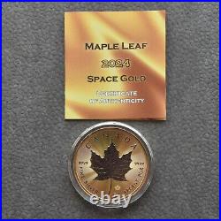 2024 1oz Silver Maple Leaf 24kt Space Gold Canada Canada NEW ONLY 500