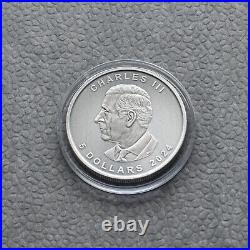 2024 1oz Silver Silver Maple Leaf 24kt Gold Treasure Canada Canada NEW ONLY 250