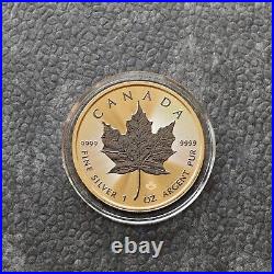 2024 1oz Silver Silver Maple Leaf 24kt Space Gold Canada Canada NEW ONLY 500 BU #2