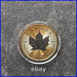 2024 1oz Silver Silver Maple Leaf 24kt Space Gold Canada Canada NEW ONLY 500 BU #2