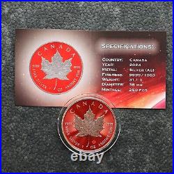 2024 1oz Silver Silver Maple Leaf 24kt Space Red Canada Canada NEW ONLY 250 BU #3