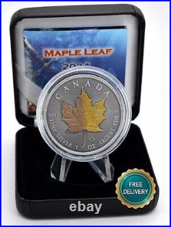 2024 1oz Silver Silver Maple Leaf Dual 24kt Gold Gilded Canada Canada NEW 250ST3