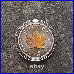 2024 1oz Silver Silver Maple Leaf Dual 24kt Gold Gilded Canada Canada NEW 250ST3