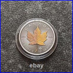 2024 1oz Silver Silver Maple Leaf Dual 24kt Gold Gilded Canada Canada NEW 250ST3