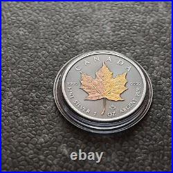 2024 1oz Silver Silver Maple Leaf Dual 24kt Gold Gilded Canada Canada NEW 250ST3